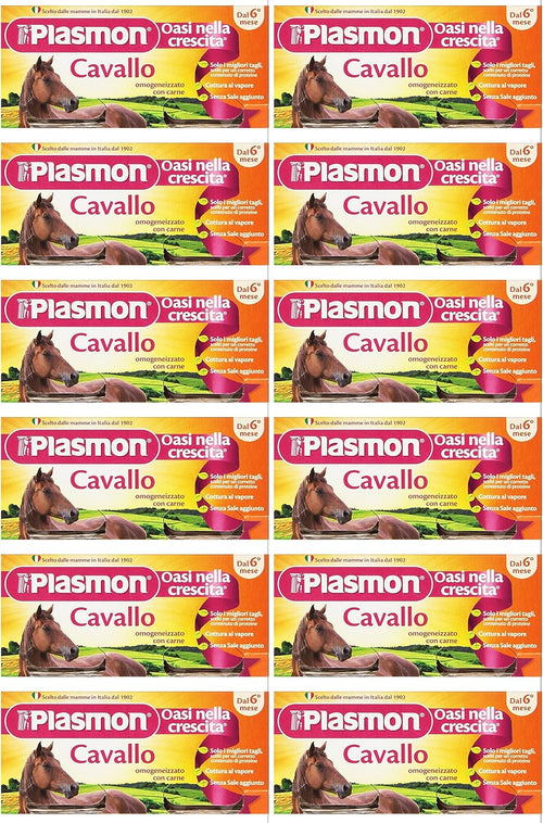 24 Vasetti Plasmon Omogeneizzato con Carne Cavallo bambini oasi della crescita